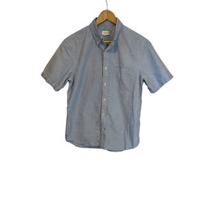 Men's Club Monaco Blue Slim Fit Short Sleeve Button Down Shirt M